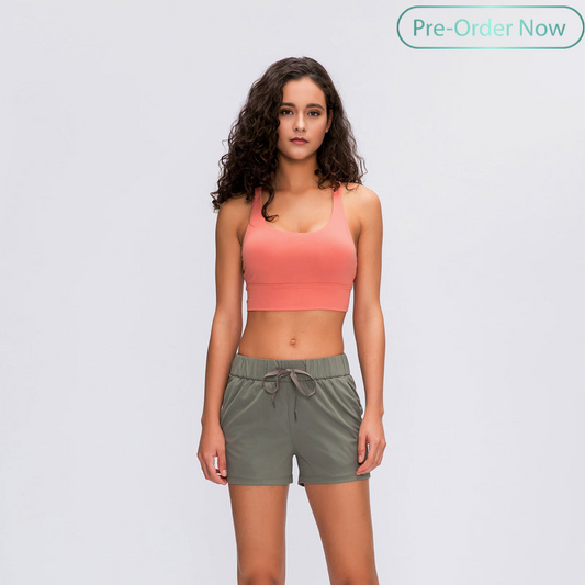 Double belt cross sports bra