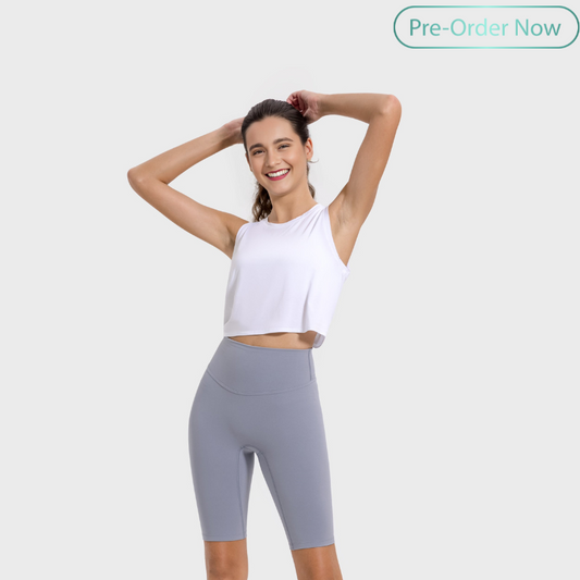 Back pleated sports vest tops