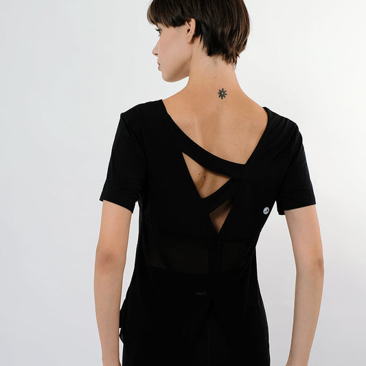BreezeBack Split-Mesh Yoga Top READY STOCK
