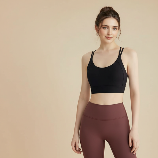 Women’s High Support Sports Bra – Strappy Back Workout & Gym Activewear Top