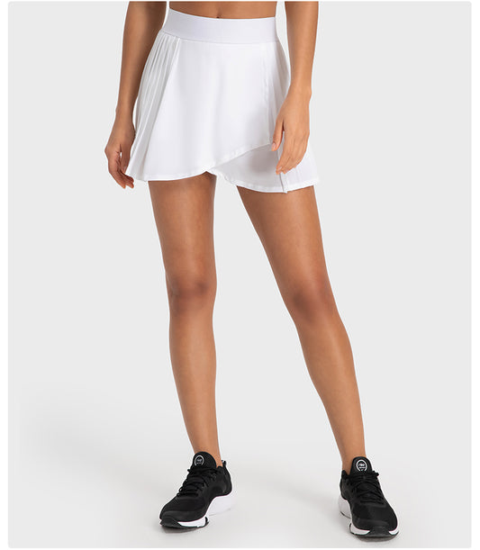 Side pleated short skirt