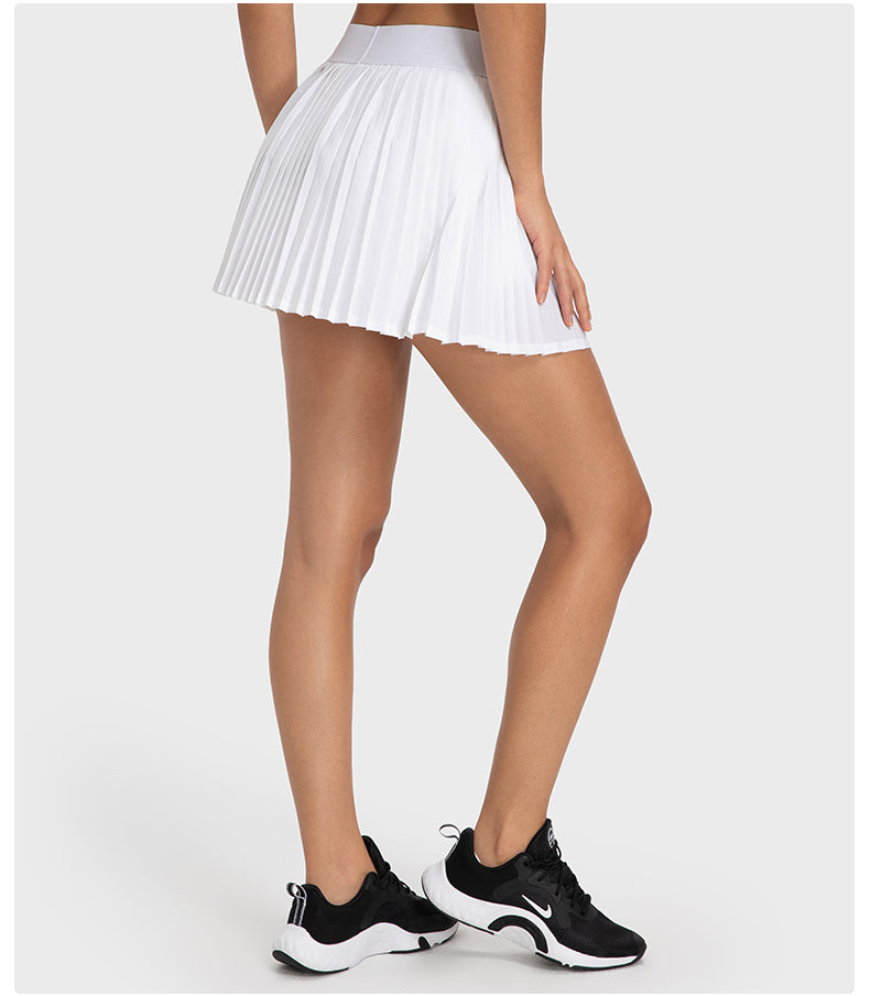 Side pleated short skirt