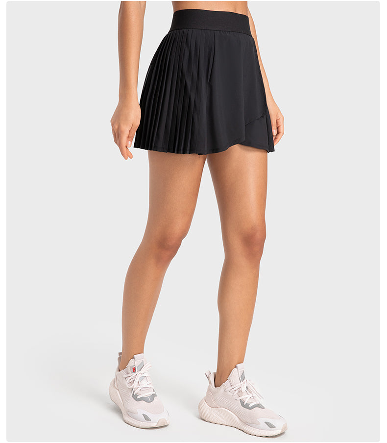 Side pleated short skirt