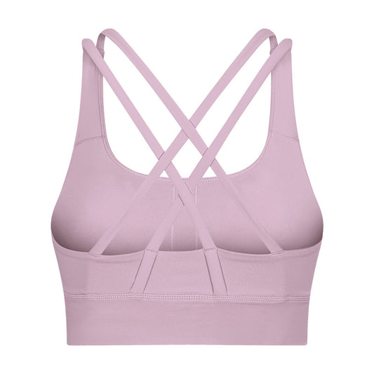 Double belt cross sports bra
