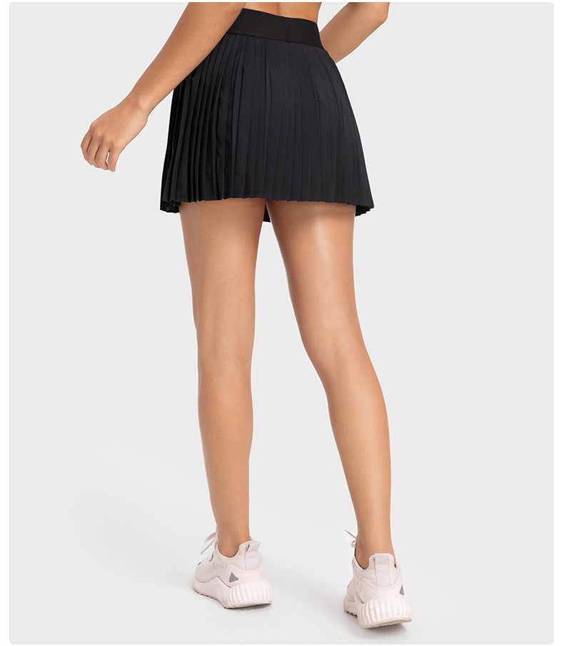 Side pleated short skirt