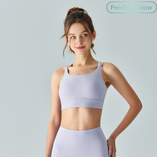 Double thin shoulder strap beautiful back sports bra
