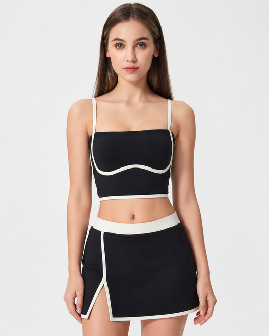 Anatara Color Block Athletic Tank Top and Skirt Set