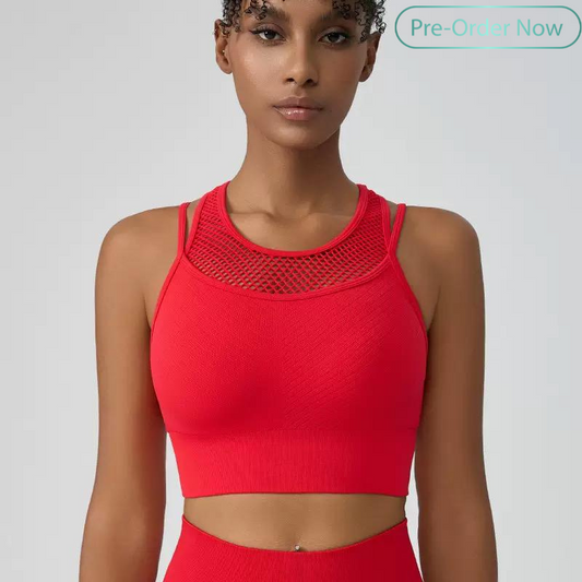 Red Mesh Active bra