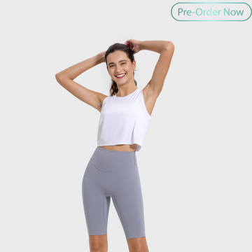 Back pleated sports vest tops