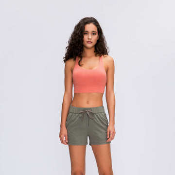 Double belt cross sports bra