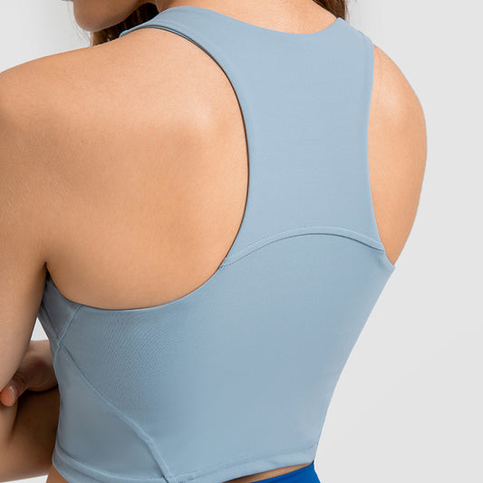High neckline sports bra