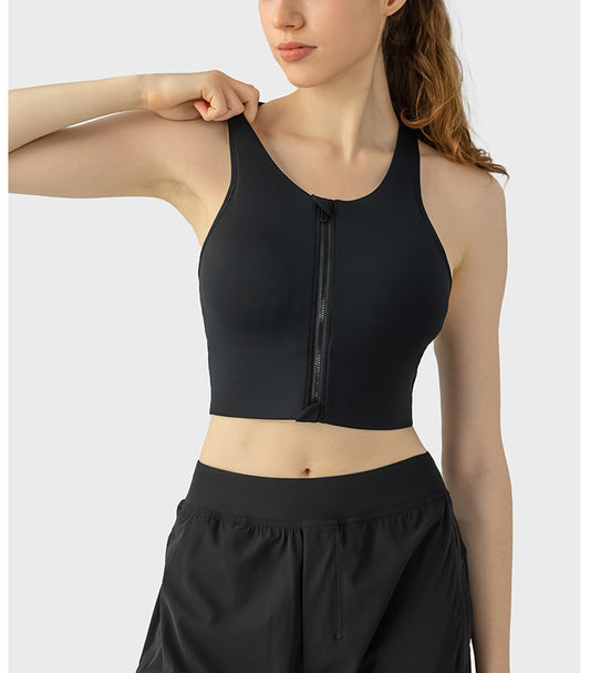 Zipper sports bra