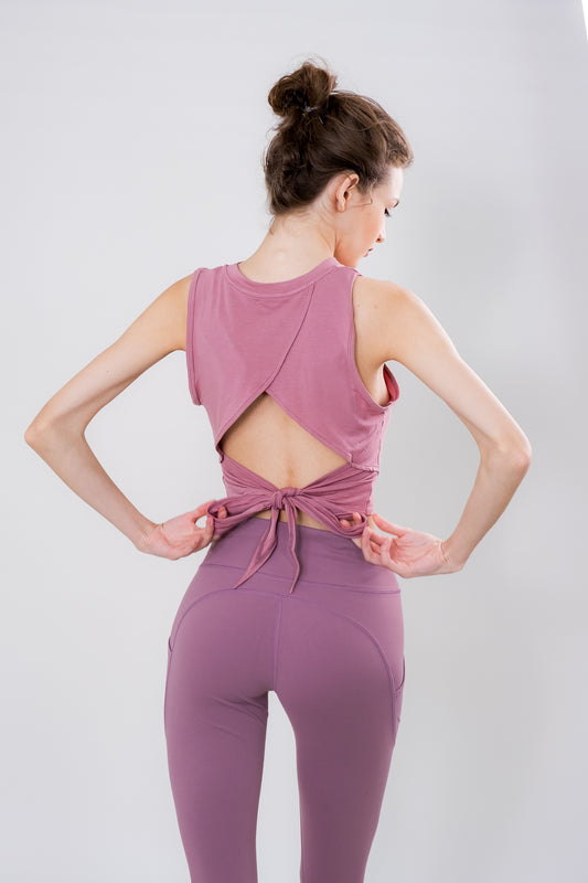 Anatara Tie Back Cut Out Sleeveless Yoga Tank Top