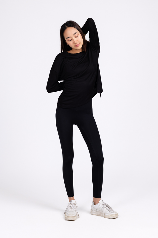 Deep V Back Long Sleeve Top