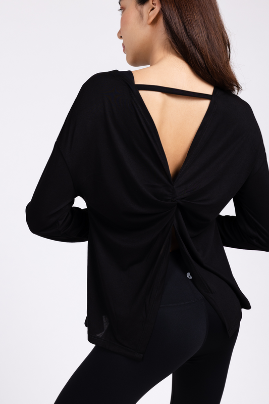 Deep V Back Long Sleeve Top