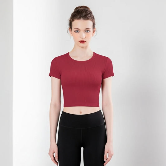 Women’s Seamless Short Sleeve Crop Top – Slim Fit Performance Yoga & Pilates Tee | ANATARA