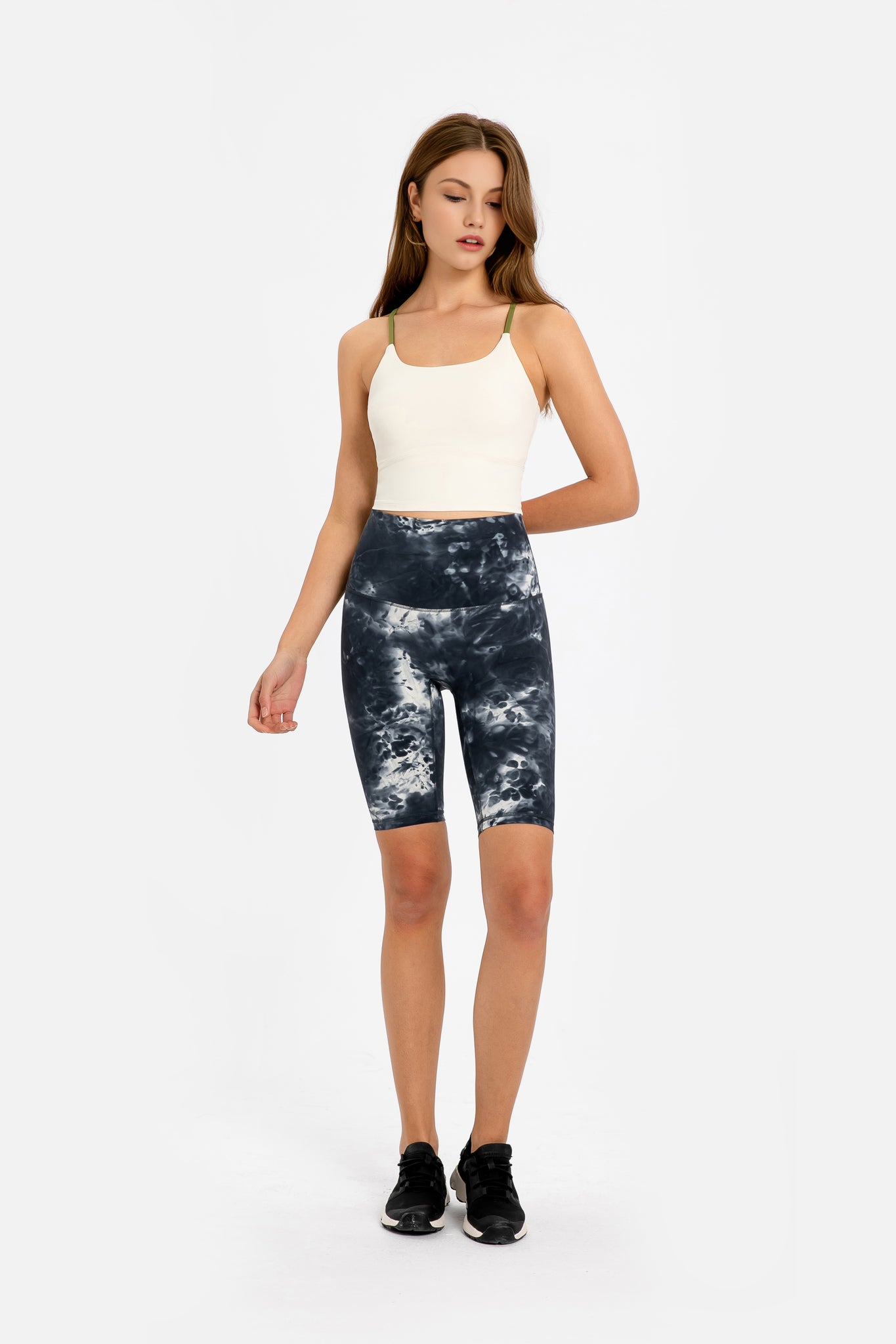 Spaghetti strap back crossover sports bra