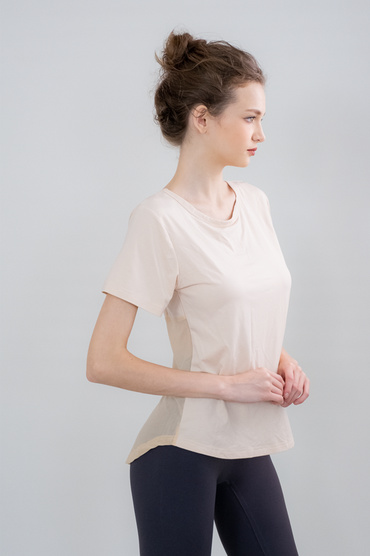 Anatara Crisscross Back Split-Mesh Top