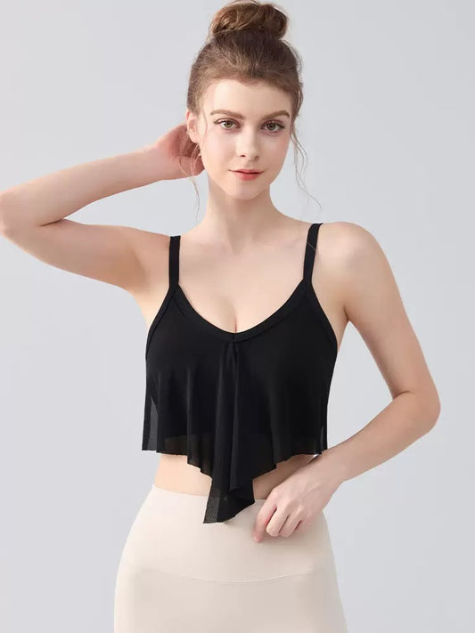 Women Ink Wash Halter Sports Bra – Crisscross Back, Built-In Cups, Breathable Nylon Spandex Yoga Workout Top