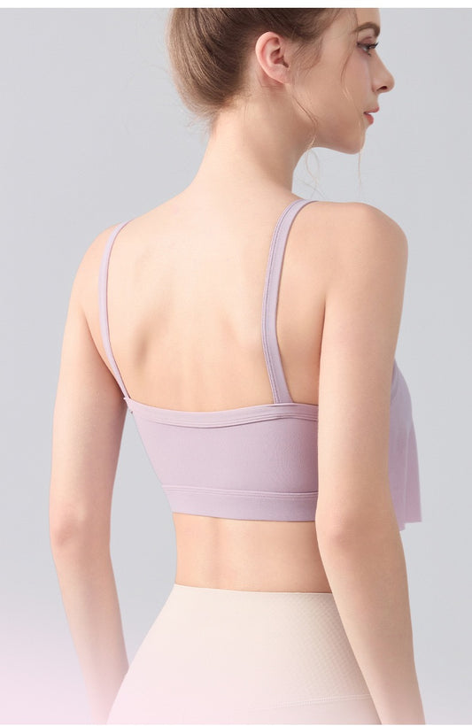 Women Ink Wash Halter Sports Bra – Crisscross Back, Built-In Cups, Breathable Nylon Spandex Yoga Workout Top