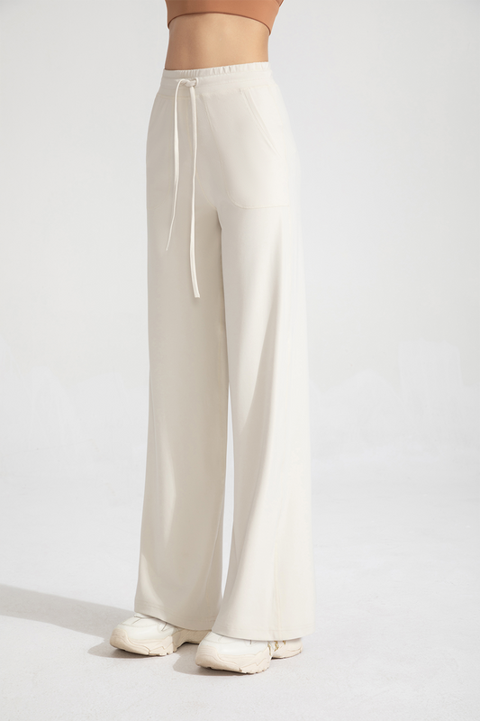 Drawstring Flare Pants with Pocket