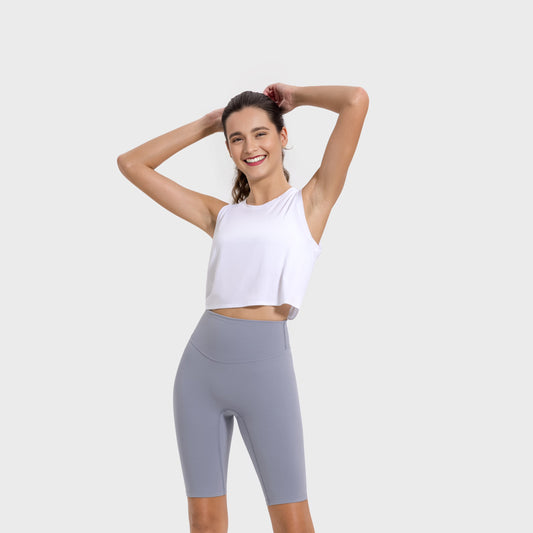 Back pleated sports vest tops