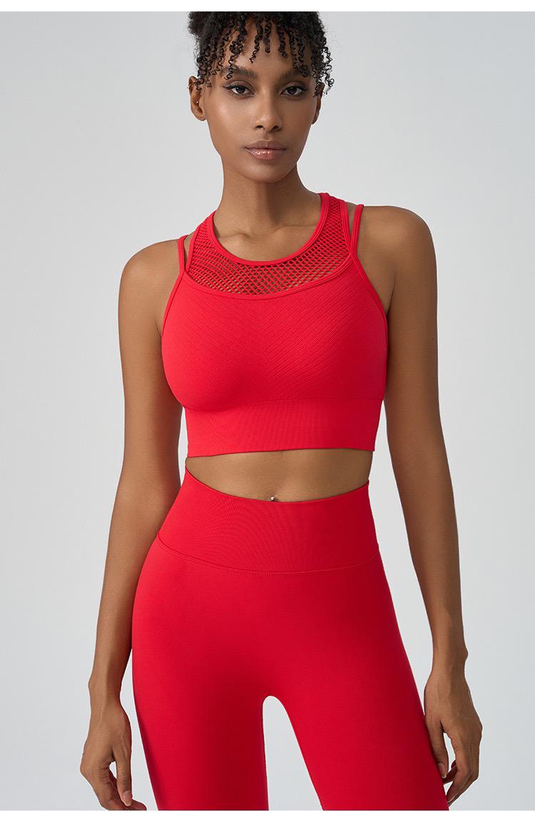 National Day Red Mesh Active Top