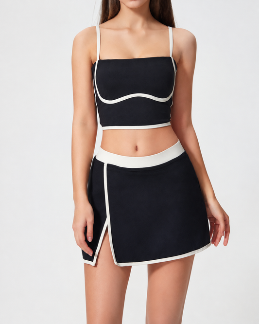 Anatara Color Block Athletic Tank Top and Skirt Set